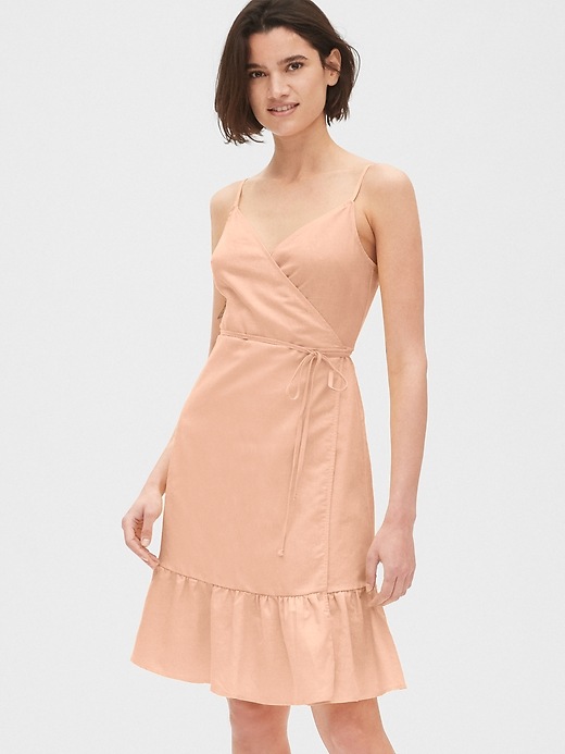 Image number 7 showing, Ruffle Cami Wrap Dress in Linen Cotton