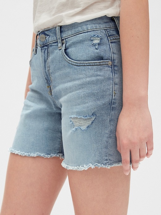 Image number 5 showing, Mid Rise 5" Denim Shorts with Distressed Detail