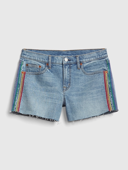 Image number 6 showing, Gap + Pride Mid Rise 3" Embroidered Denim Shorts