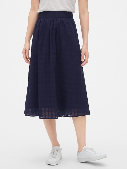 View large product image 1 of 1. Dobby Pattern Midi Skirt