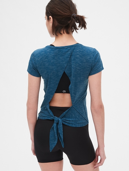 View large product image 2 of 2. GapFit Breathe Crossover Tie-Back T-Shirt