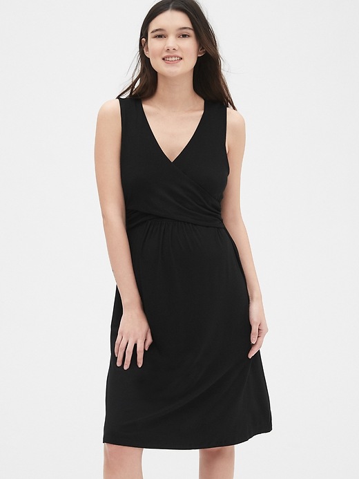 Image number 1 showing, Maternity Sleeveless Crossover Dress