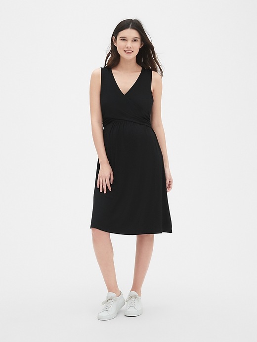 Image number 3 showing, Maternity Sleeveless Crossover Dress