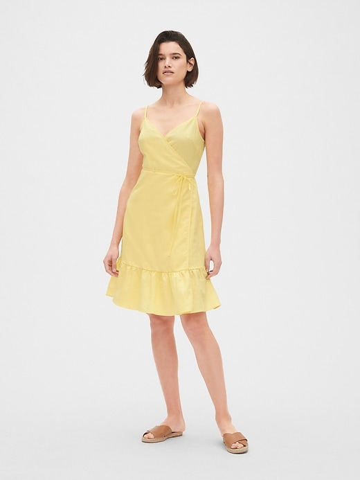 Image number 3 showing, Ruffle Cami Wrap Dress in Linen Cotton