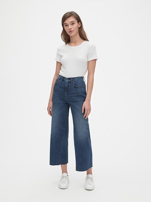 Image number 3 showing, High Rise Wide-Leg Crop Jeans with Secret Smoothing Pockets