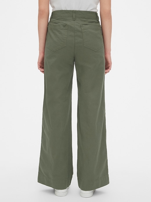 Image number 2 showing, High Rise Button-Fly Wide-Leg Chinos