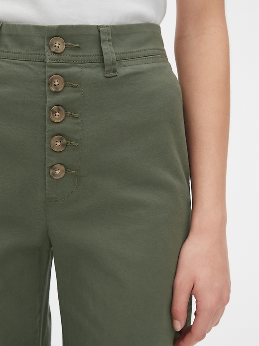 Image number 5 showing, High Rise Button-Fly Wide-Leg Chinos