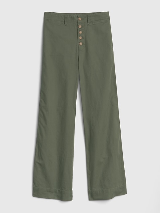 Image number 8 showing, High Rise Button-Fly Wide-Leg Chinos