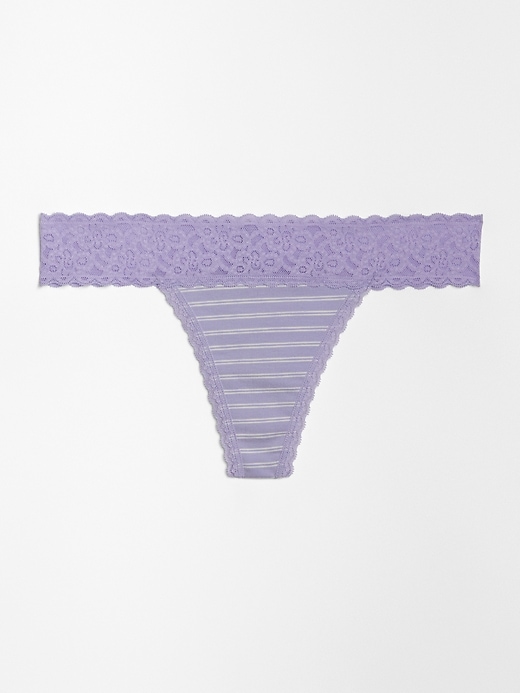 View large product image 1 of 1. Stretch Cotton & Lace Thong