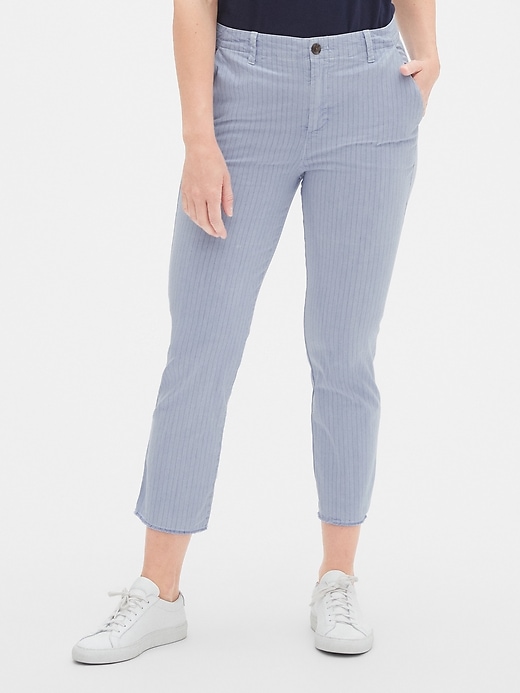 Image number 1 showing, Stripe Girlfriend Chinos with Raw Hem