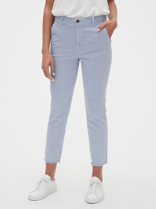 Image number 7 showing, Stripe Girlfriend Chinos with Raw Hem
