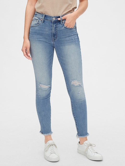 Image number 1 showing, Mid Rise Distressed True Skinny Ankle Jeans