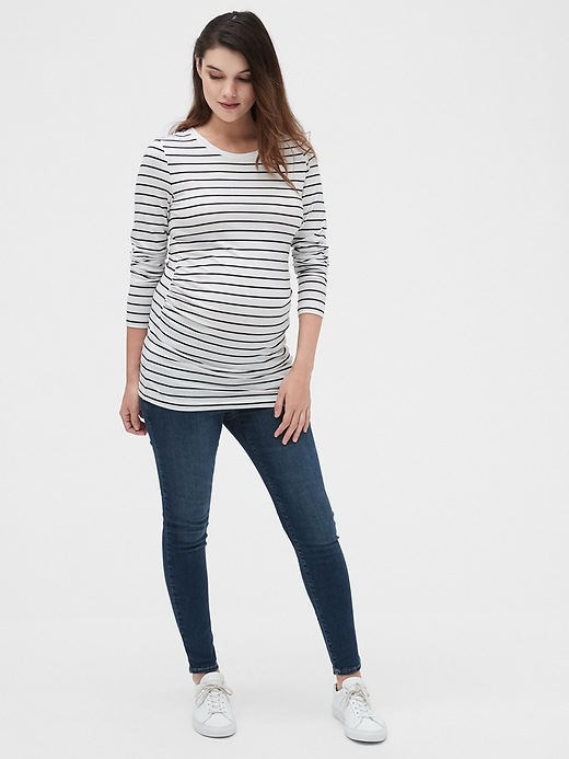 View large product image 1 of 1. Maternity Pure Body Stripe Long Sleeve Crewneck T-Shirt