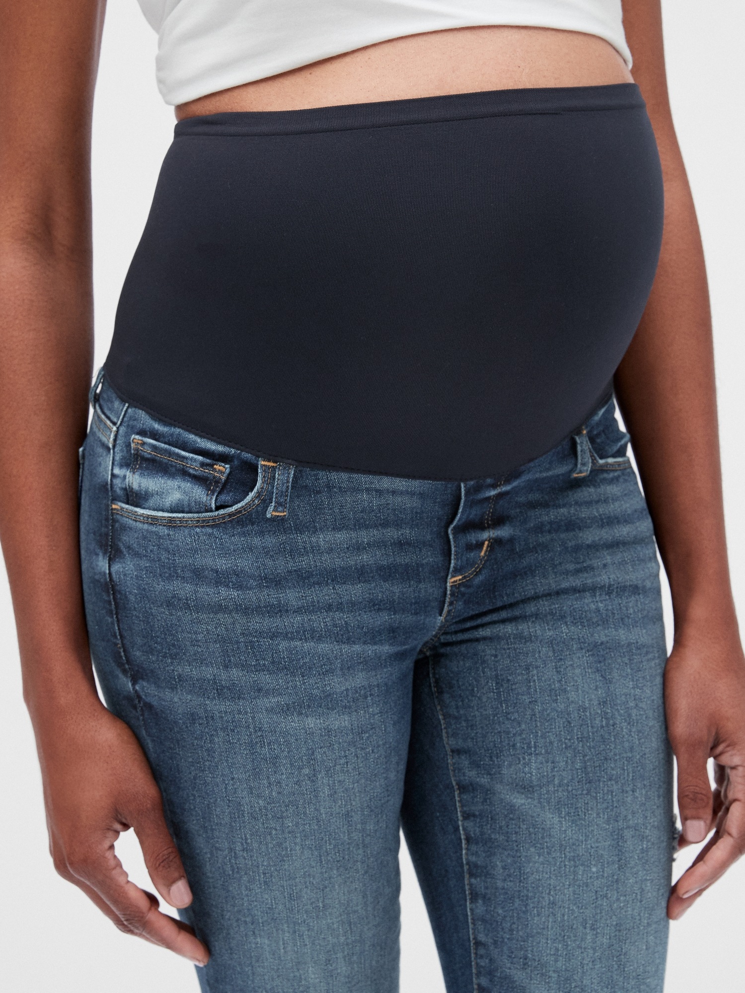 Maternity Distressed Full Panel Favorite Jeggings Gap