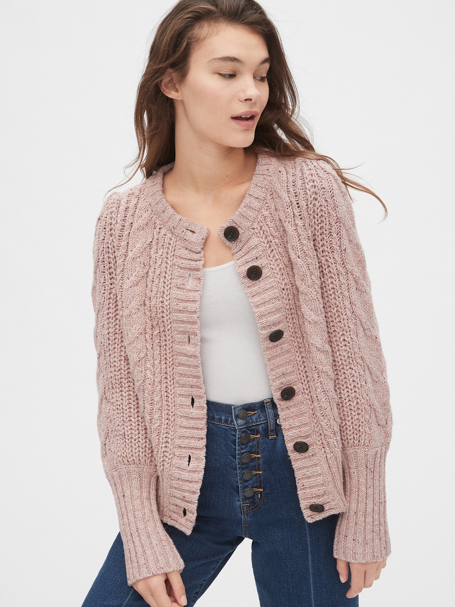 Chunky Cable-Knit Cardigan Sweater