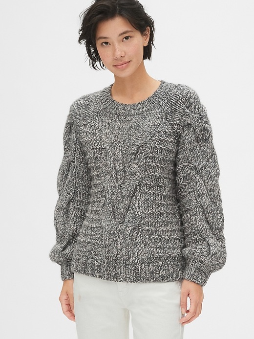 Image number 7 showing, Chunky Cable-Knit Crewneck Sweater