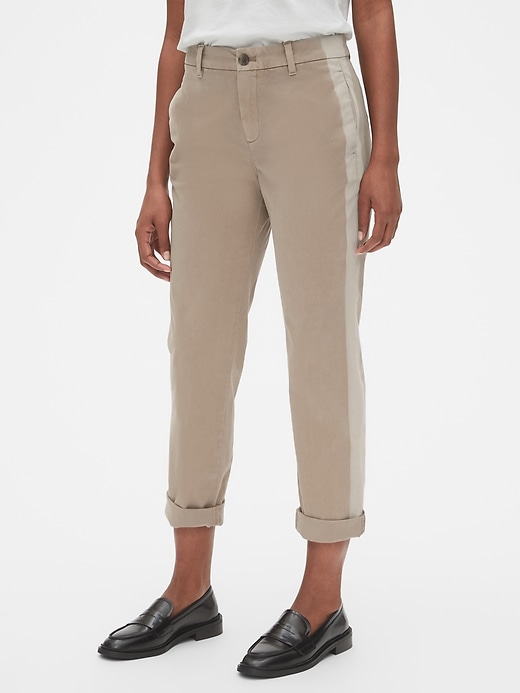 Image number 4 showing, Girlfriend Side-Stripe Khakis with Raw Hem