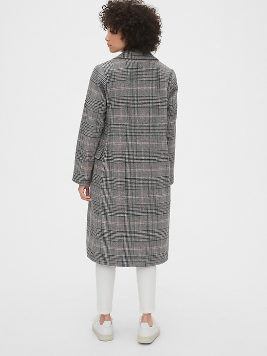 Image number 2 showing, Plaid Longline Wool-Blend Coat
