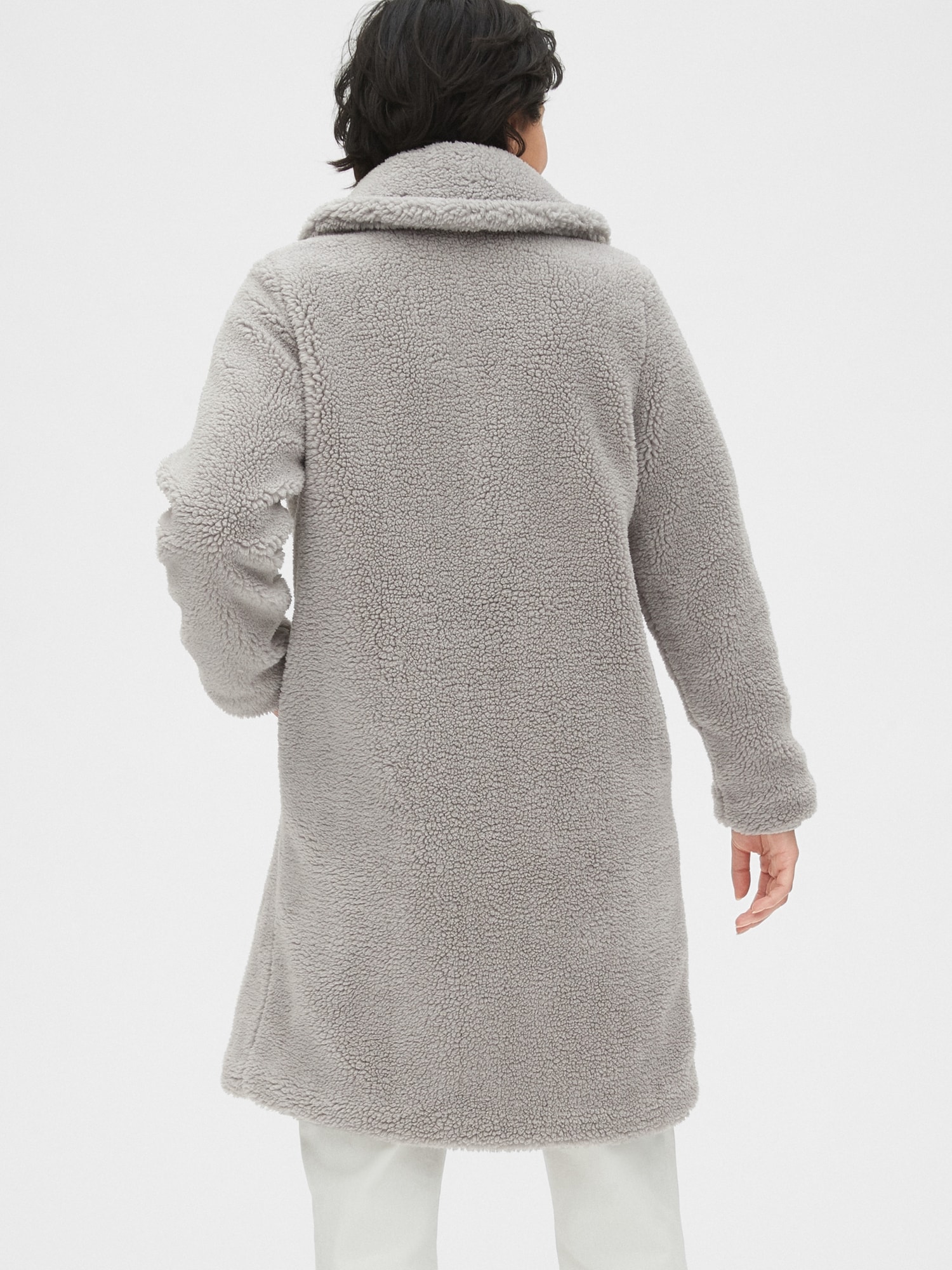 Boden Long Teddy Coat, Charcoal, 8