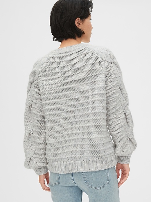 Image number 2 showing, Chunky Cable-Knit Crewneck Sweater