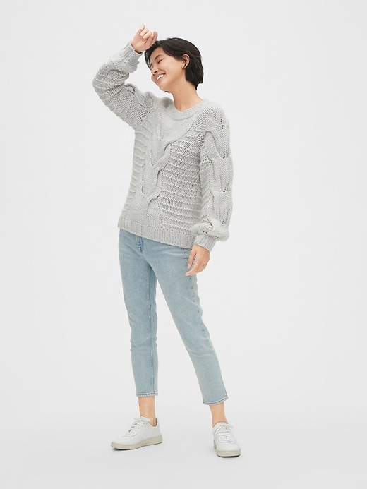 Image number 3 showing, Chunky Cable-Knit Crewneck Sweater
