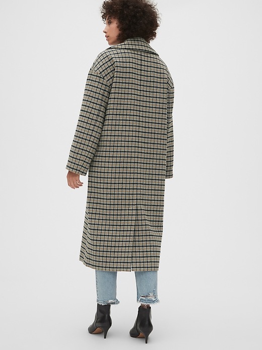 Image number 2 showing, Oversized Longline Plaid Wool-Blend Coat