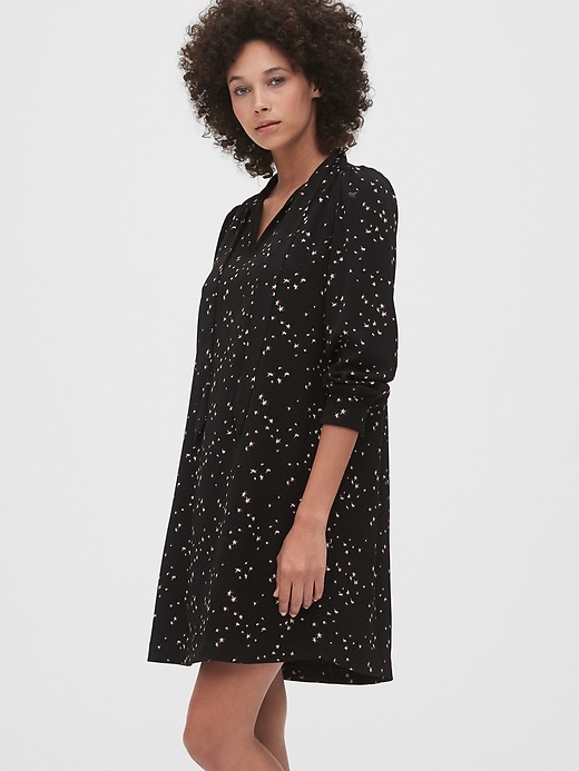View large product image 1 of 1. Tie-Neck Shirtdress