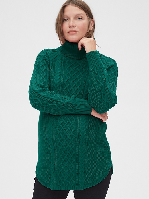 View large product image 1 of 1. Maternity Cable Knit Turtleneck Sweater