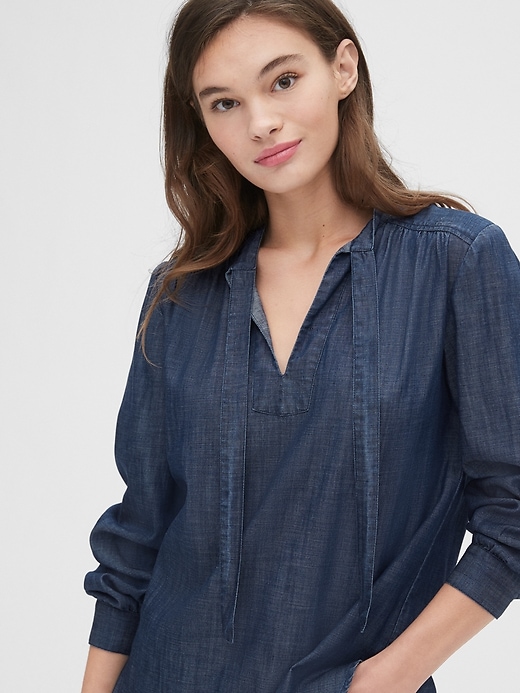 Image number 4 showing, Tie-Neck Blouse in TENCEL&#153
