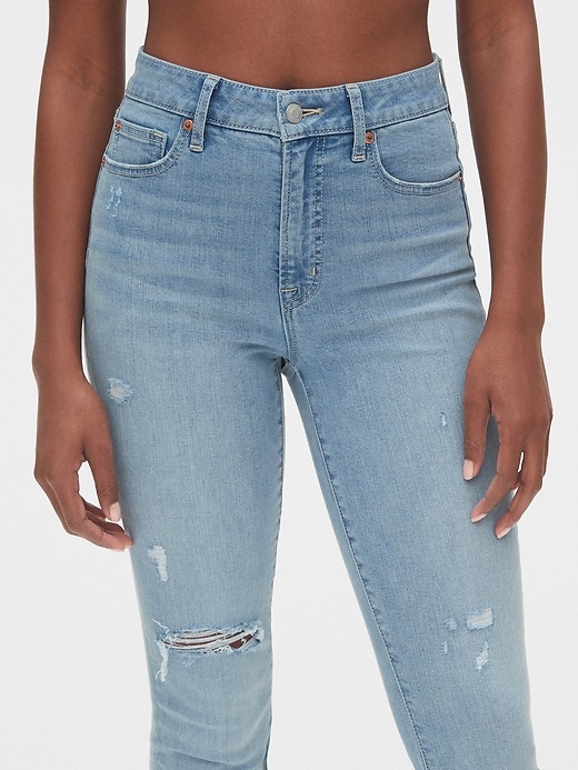 Image number 5 showing, High Rise Curvy Distressed True Skinny Ankle Jeans with Secret Smoothing Pockets