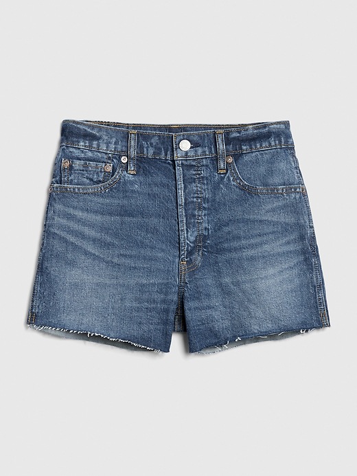 Image number 8 showing, High Rise Cheeky Denim Shorts with Raw Hem