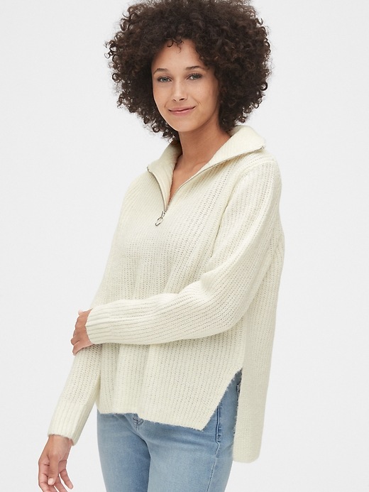 View large product image 1 of 1. Shaker Stitch Half-Zip Sweater