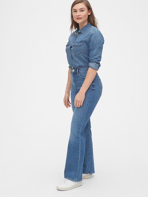 Image number 6 showing, '70s Pioneer High Rise Flare Jeans