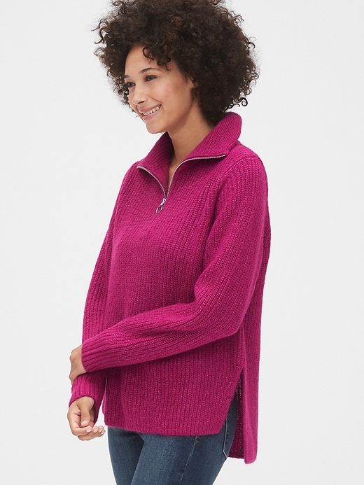 Image number 1 showing, Shaker Stitch Half-Zip Sweater