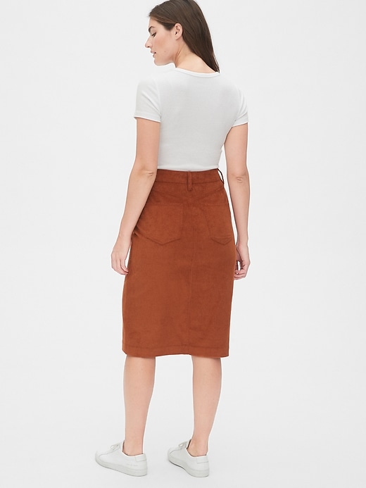 Image number 3 showing, Corduroy Button-Front Midi Skirt