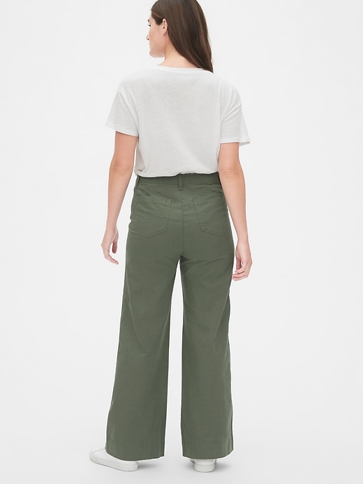 Image number 7 showing, High Rise Button-Fly Wide-Leg Chinos
