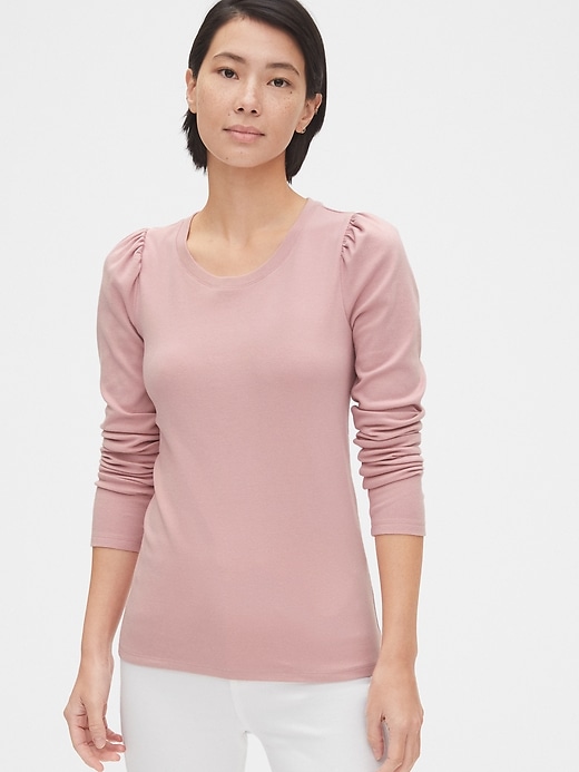 View large product image 1 of 1. Cozy Puff Sleeve Crewneck T-Shirt