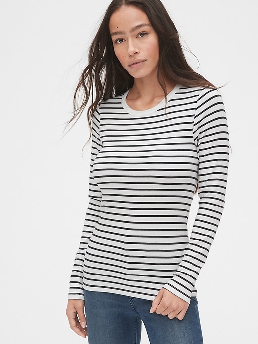 Image number 8 showing, Modern Stripe Long Sleeve Crewneck T-Shirt