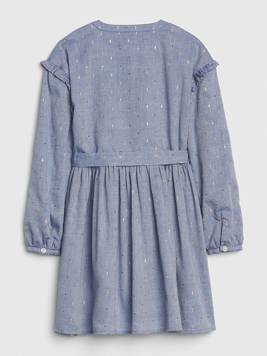 Image number 3 showing, Kids Chambray Ruffle Tie-Belt Dress