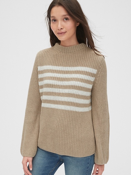 View large product image 1 of 1. Stripe Bell-Sleeve Sweater
