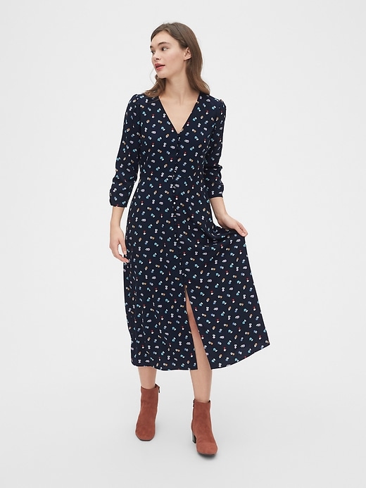 Image number 3 showing, Puff Sleeve Button-Front Midi Dress
