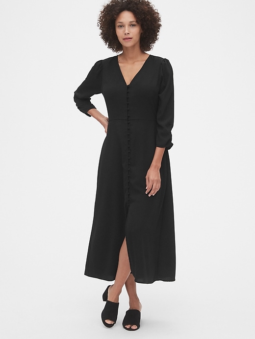 Image number 7 showing, Puff Sleeve Button-Front Midi Dress