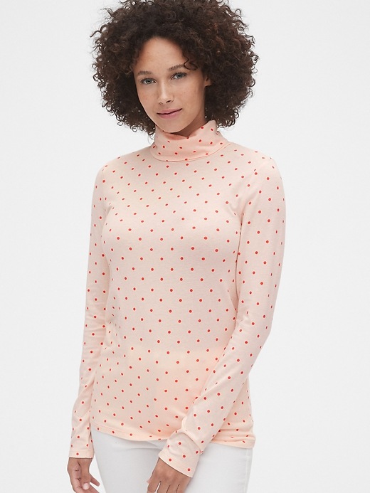 View large product image 1 of 1. Featherweight Print Turtleneck Top