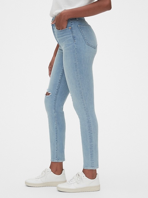 Image number 6 showing, High Rise Curvy Distressed True Skinny Ankle Jeans with Secret Smoothing Pockets
