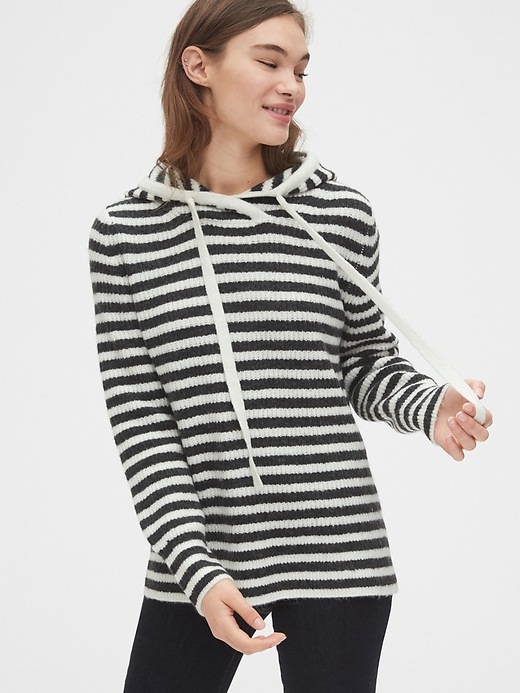Image number 1 showing, Ribbed Pullover Hoodie Sweater