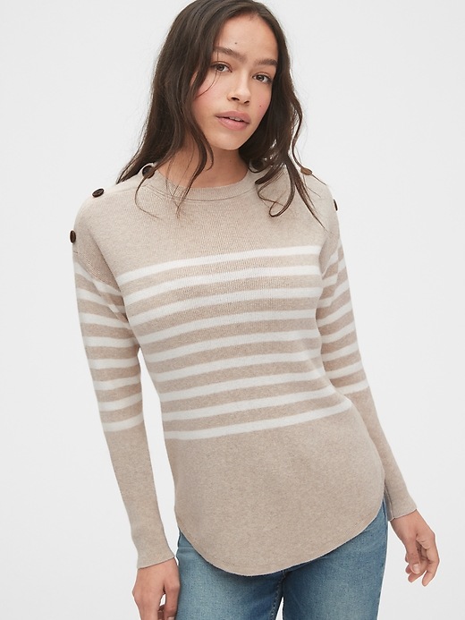Image number 8 showing, Stripe Button Crewneck Sweater