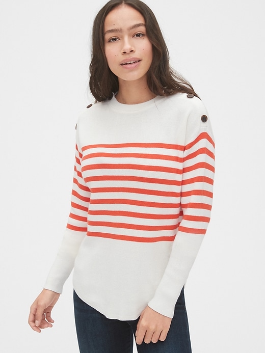 Image number 7 showing, Stripe Button Crewneck Sweater
