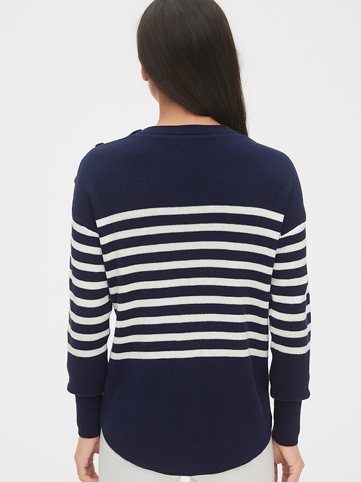Image number 2 showing, Stripe Button Crewneck Sweater