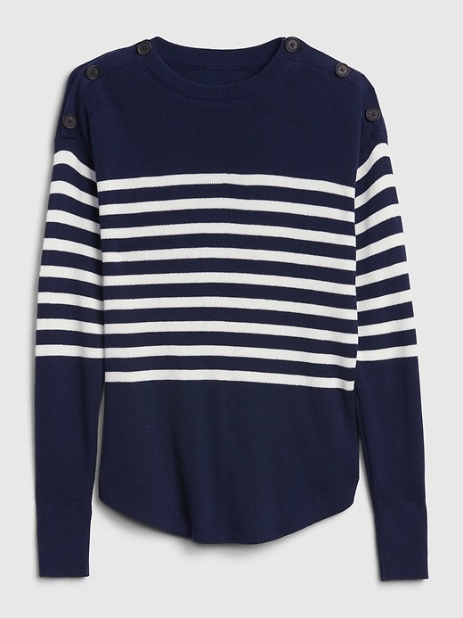 Image number 6 showing, Stripe Button Crewneck Sweater