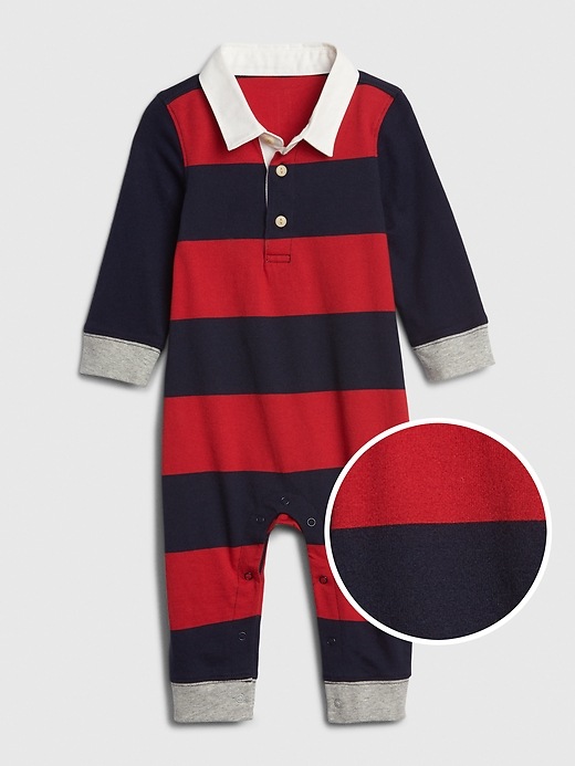 View large product image 1 of 3. Baby Rugby Stripe One-Piece